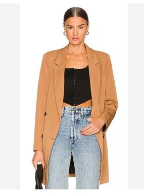 LPA Double-Breasted Blazer/ Dress in Camel Tan nwt pockets XS